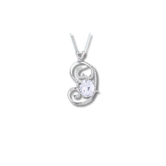 Elegant Swirl Pendant with Clear Stone in 925 Sterling Silver