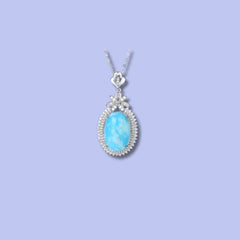 Vintage-Inspired Turquoise Blue Oval Pendant in 925 Sterling Silver