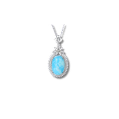 Vintage-Inspired Turquoise Blue Oval Pendant in 925 Sterling Silver
