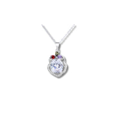 Statement Clear CZ Pendant with Color Accents in 925 Silver