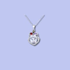 Statement Clear CZ Pendant with Color Accents in 925 Silver