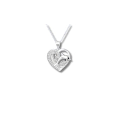 Heart & Dolphin Design Pendant in 925 Sterling Silver