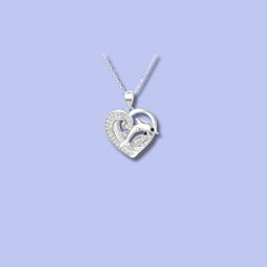 Heart & Dolphin Design Pendant in 925 Sterling Silver