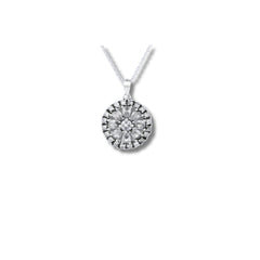 Round Floral CZ Pendant in 925 Sterling Silver