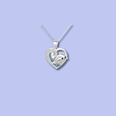Blue Wave Dolphin Pendant in 925 Sterling Silver