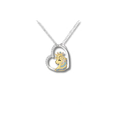 Crowned Girl Heart Pendant in 925 Sterling Silver