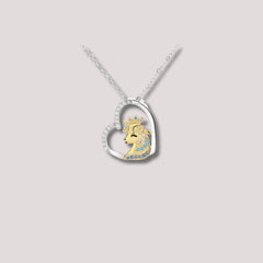 Crowned Girl Heart Pendant in 925 Sterling Silver