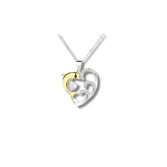 Golden Dolphin Heart Pendant in 925 Sterling Silver