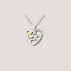 Golden Dolphin Heart Pendant in 925 Sterling Silver