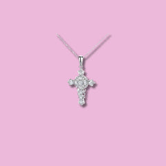 925 Silver Ornate Crystal Cross Pendant