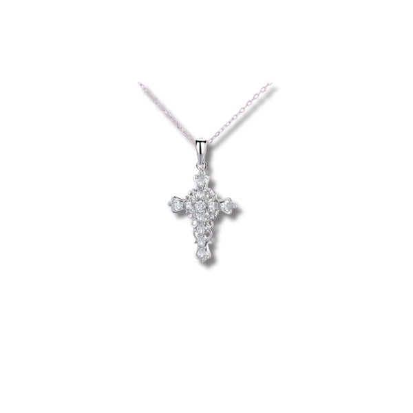 925 Silver Ornate Crystal Cross Pendant