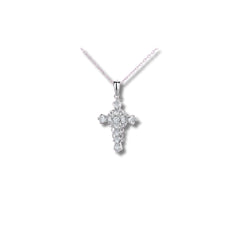 925 Silver Ornate Crystal Cross Pendant
