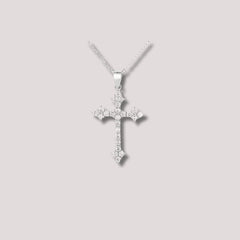 Classic CZ Cross Pendant in 925 Sterling Silver