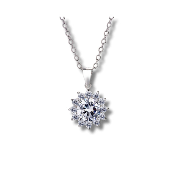 Floral Sparkle Pendant in 925 Sterling Silver