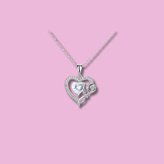 925 Silver Heart Pendant with Crystal and Rose Detail