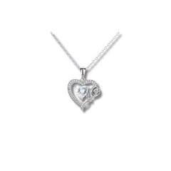 925 Silver Heart Pendant with Crystal and Rose Detail